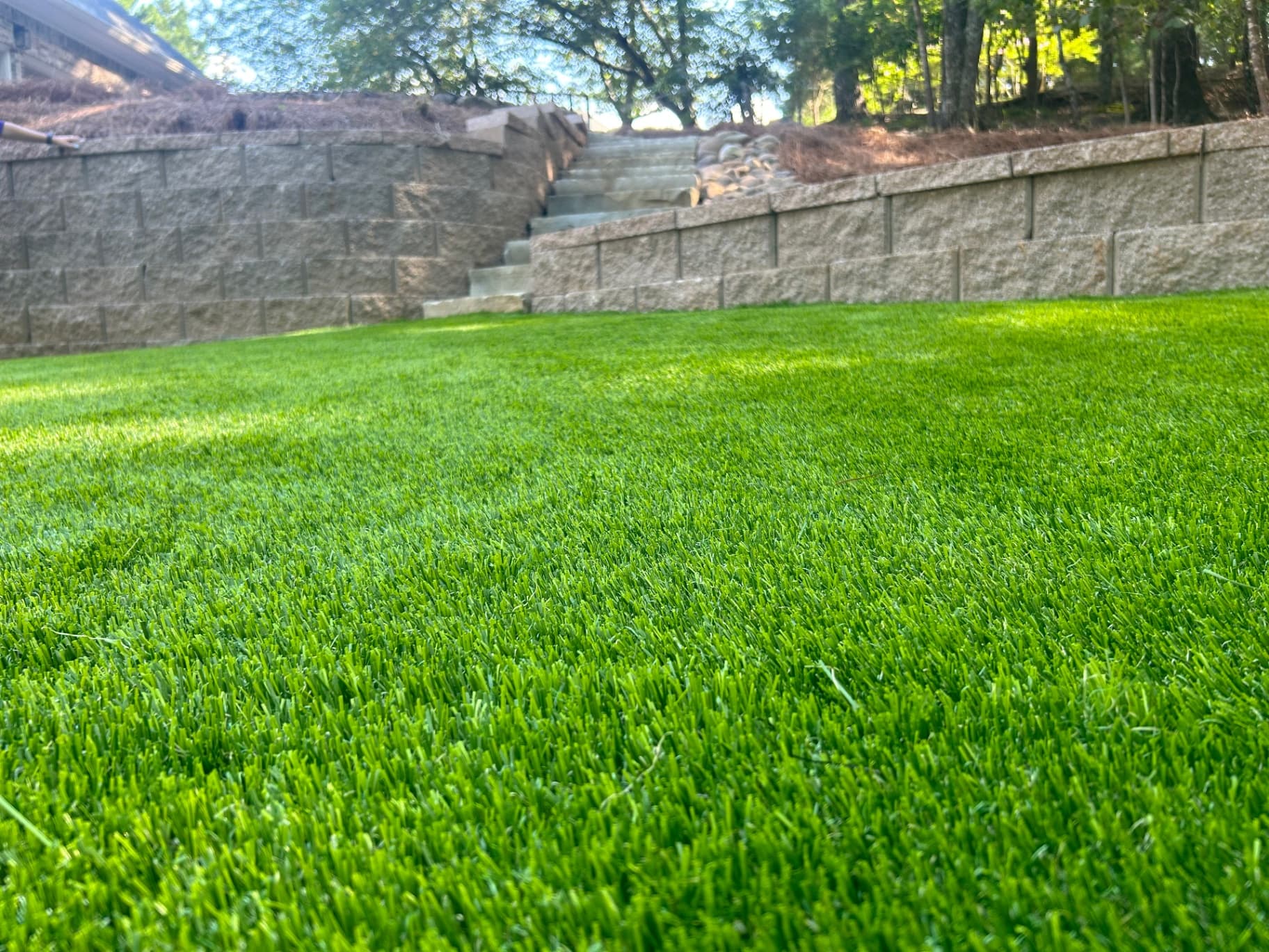 Beautiful Lawn with Retaining Wall