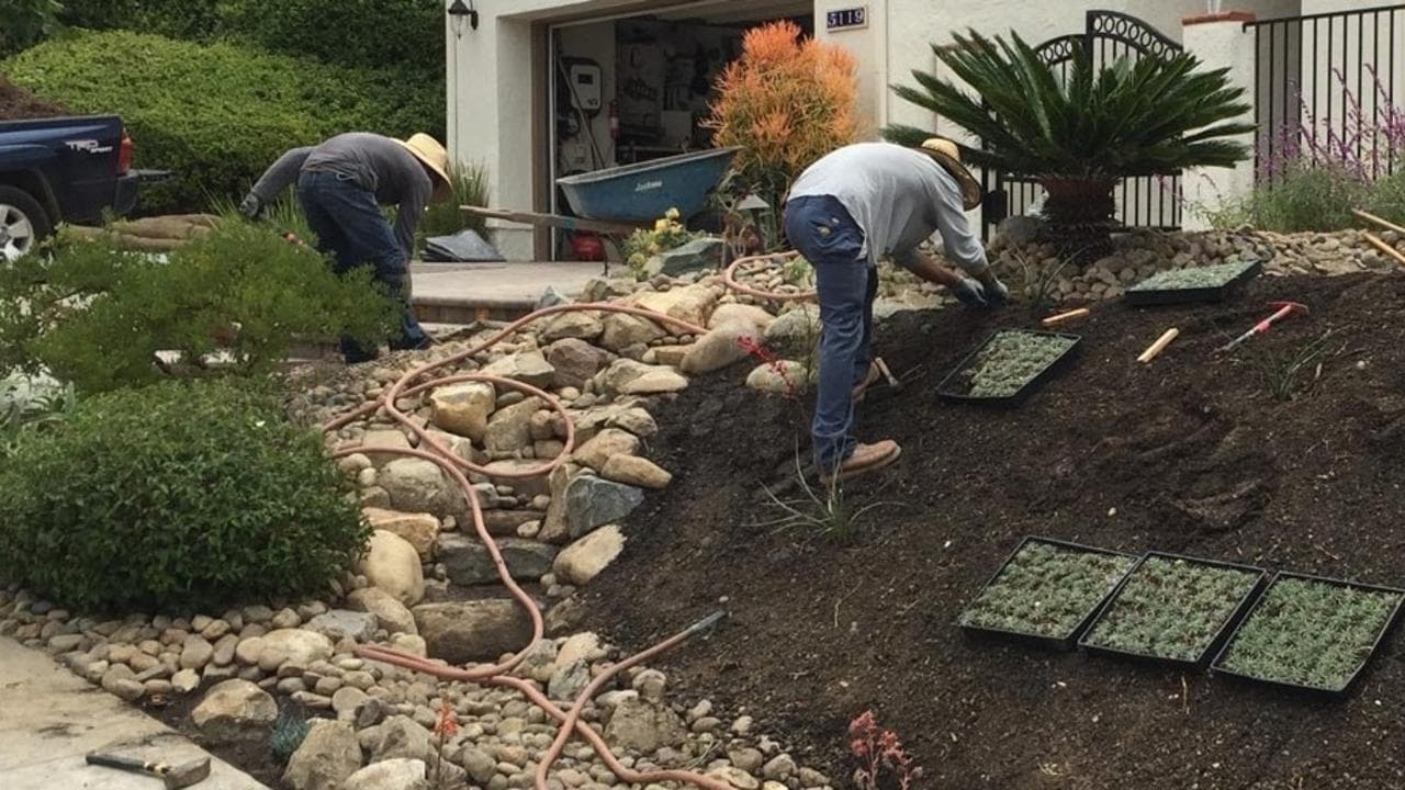 Professional Landscape Installation in Progress